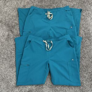FIGS Yola Skinny Scrub Pants Teal TW2000 R PO 1484 Size Large Bundle of 2